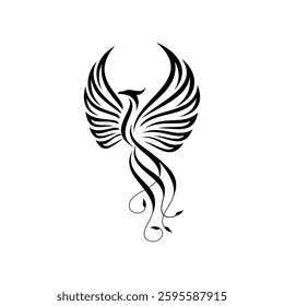mystical abstract phoenix logo rising from flames