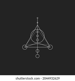 Mystical abstract shape. Esoteric thin line sign. Tattoo in shape of triangle. Magic icon. Vector illustration