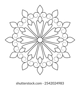 Página do livro de coloração de mandala floral adulto místico, design de tatuagem, arquivo vetorial, arte de parede, arte mandala simples, Design para um papel de parede Camisa de pintura e azulejo Design Adesivo, arquivo vetorial