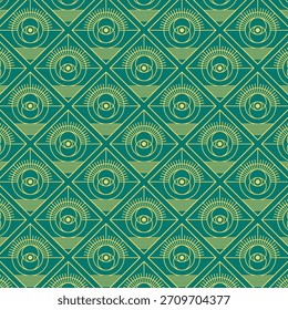 Mystical All-Seeing Eye Geometric Tile Design
