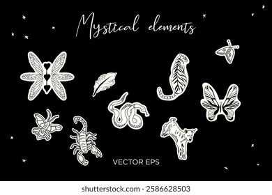 Mystical Animals Set. Perfect for tattoos, prints, branding, and spiritual designs.