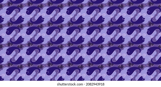 Mystical background with curls on the clouds.Magic astrology and the starry sky. Vector illustration for baby textiles. Seamless pattern for kids.