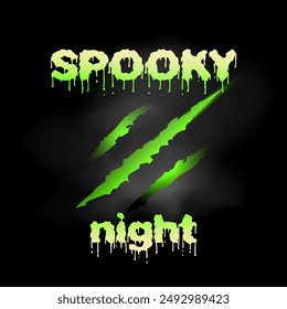 Mystical background with zombie scratches and realistic smoke. The inscription for Halloween . Vector illustration.
