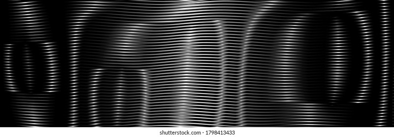 Fondo horizontal abstracto místico negro con formas redondeadas y efecto de brillo volumétrico. Fondo creativo para sitios web, diseño interior, tarjetas de visita, carteles, afiches.