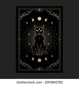 Mystical black cat. Familiar spirit or pagan witchcraft