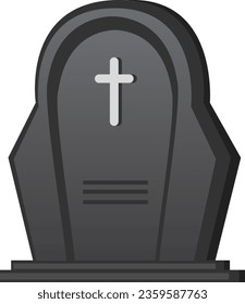 Mystical Black Cross Tombstone in Halloween Isolated : A solemn black tombstone adorned with a white cross, the essence of Christian tradition amid the eerie Halloween. like death, fear, and mystery.