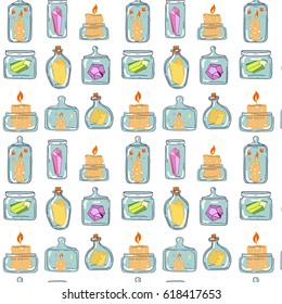 Mystical bottles and candles pattern