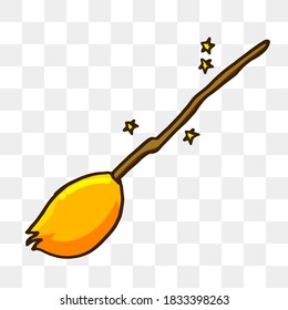 Mystical Broomstick Fantasy: Immerse your projects in fantasy with this hand-drawn illustration showcasing a magical broom adorned with stars. The versatile and enchanting design adds a touch of magic