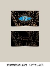 Mystical business card template. abstract Blue eye