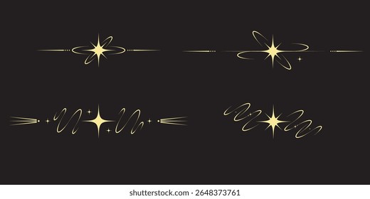 Bordas celestes místicas e quadros esotéricos vintage com estrelas e símbolos astrais vetor astrologia divisores fantasia elementos espirituais definidos para decoração e design mágicos