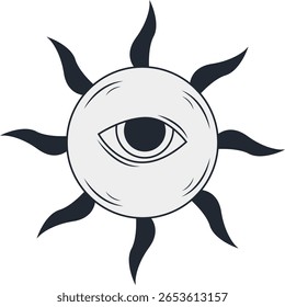 Místico Doodle Celestial. Isolado no fundo branco. Ilustração de vetor plano