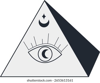 Místico Doodle Celestial. Isolado no fundo branco. Ilustração de vetor plano