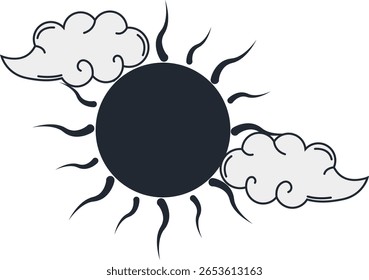 Místico Doodle Celestial. Isolado no fundo branco. Ilustração de vetor plano