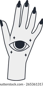 Místico Doodle Celestial. Isolado no fundo branco. Ilustração de vetor plano
