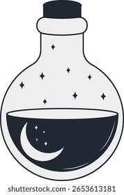 Místico Doodle Celestial. Isolado no fundo branco. Ilustração de vetor plano