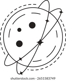 Místico Celestial com Estilo Doodle. Ilustração de vetor plano.