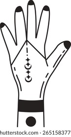 Mystisch Celestial mit Doodle-Stil. Flache Vektorgrafik.