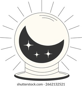Mystical Celestial Element on White Background. Vector Illustration in Doodle Style.