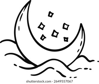 Ícone Celestial Místico com Estilo Doodle. Ilustração de vetor plano