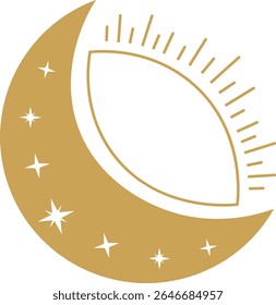 Ilustração celeste mística com padrão contínuo. Vetor isolado