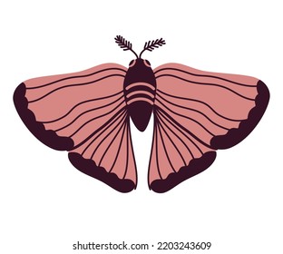 Mística mariposa nocturna celestial. Tatuaje temporal mágico y esotérico. Espiritual y elegante polilla para el logo del nombre de marca, tienda de brujería y salón cosmético. Ilustración vectorial dibujada por mano