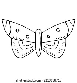 Místico diseño de líneas de polilla celestial. Mariposa espiritual elegante. Temporal mágico esotérico.