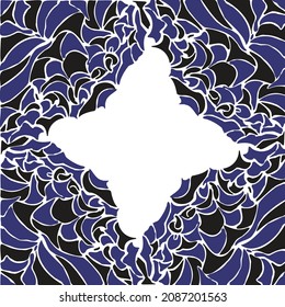 Diseño de concepto místico, negro, blanco y azul, ilustración abstracta. Espacio de copia creativo 