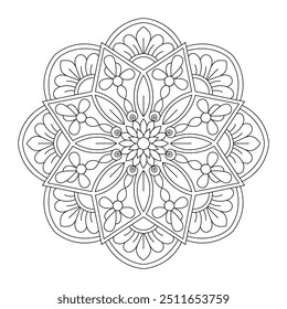 Mystical cosmic mandala coloring book page, tattoo design, wall art, simple mandala art, Design for a wallpaper Paint shirt and tile Sticker Design, vector file