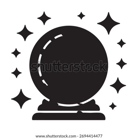 Mystical crystal ball icon with sparkling stars a symbol of fortune telling and magic