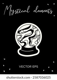 Mystical Crystal Ball Vector line art. Perfect for tattoos, prints, branding, and spiritual designs.