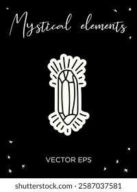 Mystical Crystal Element Vector line art. Perfect for tattoos, prints, branding, and spiritual designs.