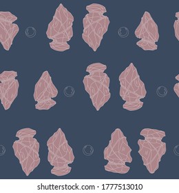 Mystical Crystals. Seamless tiled vector pattern