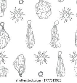 Mystical Crystals. Seamless tiled vector pattern