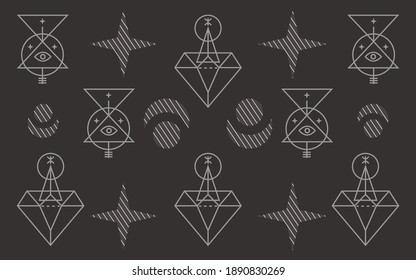 Mystical dark background. Vector pattern on the theme of mysticism.
