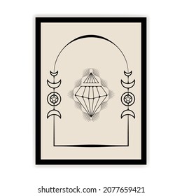 mystical diamond boho element design for wall art