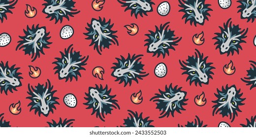Mystical dragon background.Seamless pattern. Vector.