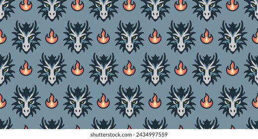 Mystical dragon background.Seamless pattern. Vector.
