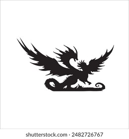 Mystical dragon vector art silhouette 