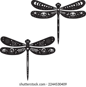 Mystical Dragonfly on white background