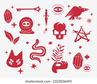 Dibujo de doodle de patrón de elemento místico fondo vectorial magia esotérica brujería calestial imagen clip imprimible