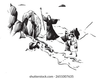 A Mystical Encounter in an Enigmatic Desert Landscape That Evokes Wonder and Imagination