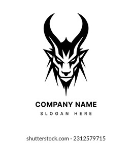 Mystical and enigmatic Baphomet head illustration logo design for a unique and captivating brand identity. Occult, symbolism, and mystery.