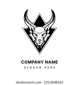Mystical and enigmatic Baphomet head illustration logo design for a unique and captivating brand identity. Occult, symbolism, and mystery.