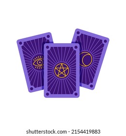 Mystical esoteric cards icon. Flat illustration of three taro cards with isolated on a white background. Fortune telling concept. Vector 10 EPS.