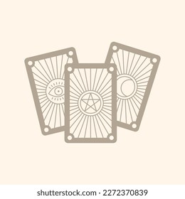 Mystical esoteric cards icon. Flat transparent illustration of three taro cards. Fortune telling concept. Vector 10 EPS.