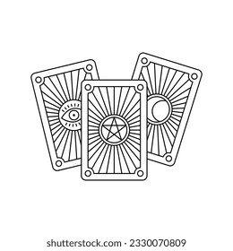 Mystical esoteric cards icon. Flat illustration of three taro cards with isolated on a white background. Fortune telling concept. Vector 10 EPS.