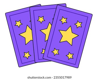 Mystical esoteric cards. Three tarot cards with isolated on a white background. Fortune telling concept. Vector flat illustration.