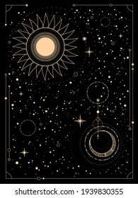Mystical Esoteric Composition Of The Sun, Moon And Stars