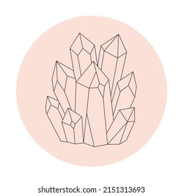 Mystical, esoteric, magic or healing crystals. Linear art. Editable strocks. Vector illustration