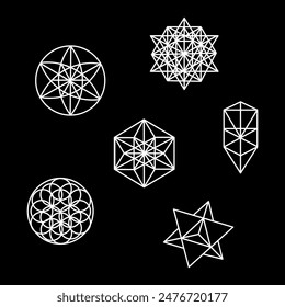 Mystical esoteric symbols of Kabbalah drawn by hand